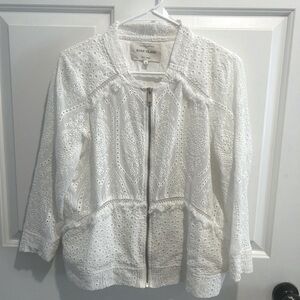 River Island White Bomber Jacket with Eyelet Detail